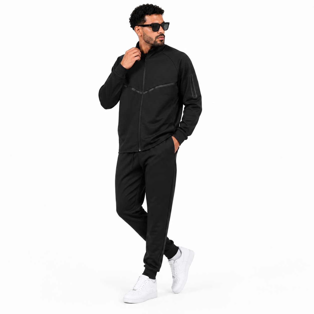Ensemble de Survêtement Homme Zippé – Veste Col Montant & Pantalon Jogging Confort
