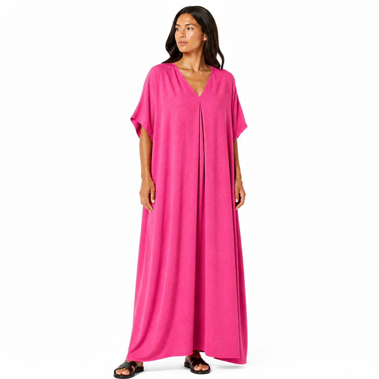 Damen V-Ausschnitt Maxikleid oversized fließend Sommer elegant bequem