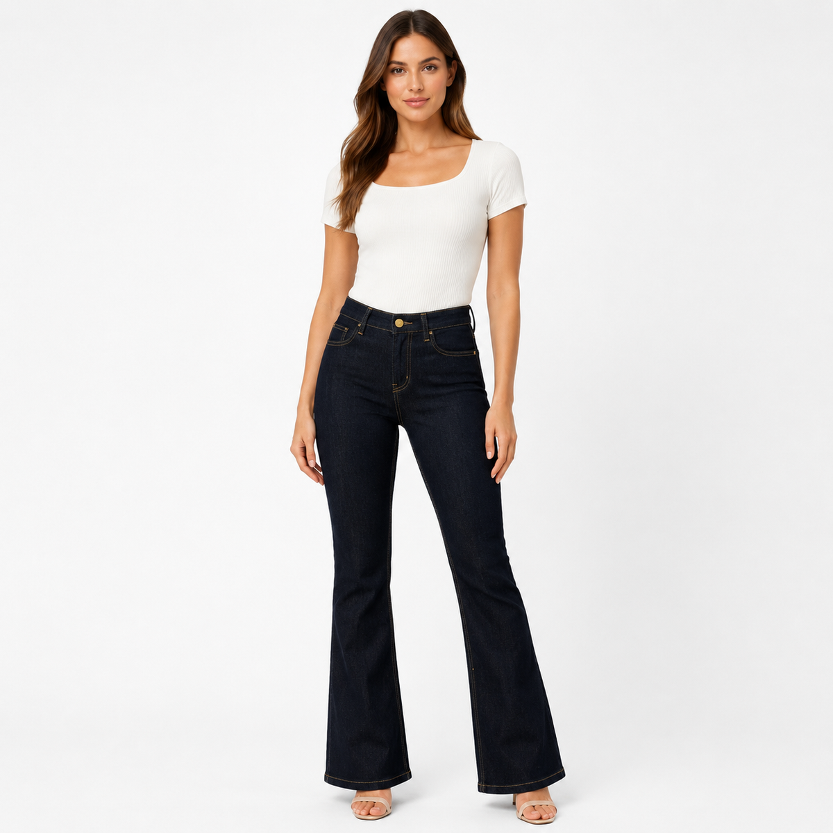 Jean Femme Taille Haute Coupe Bootcut Évasée