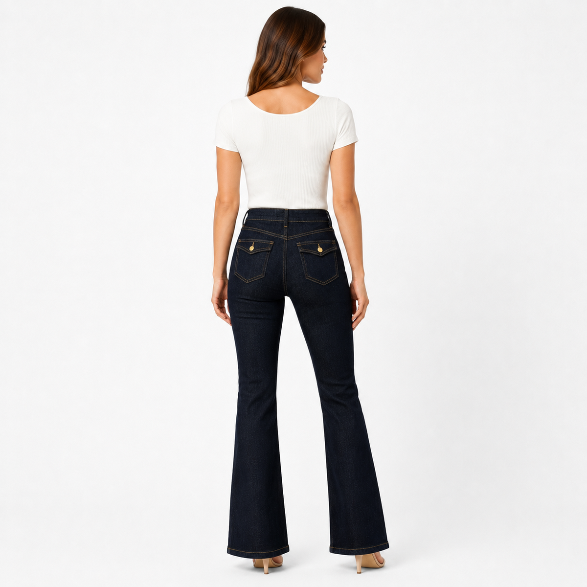 Jean Femme Taille Haute Coupe Bootcut Évasée