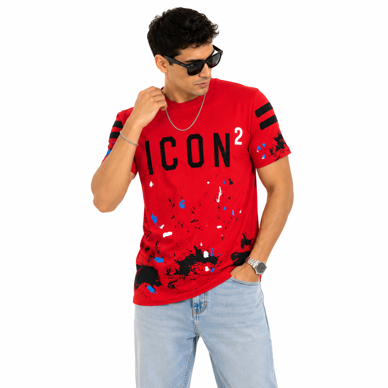 T-shirt Homme Fluo – Imprimé Streetwear Multicolore