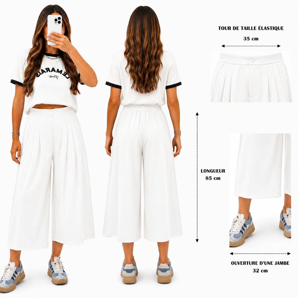 Pantacourt Large Femme – Taille Élastique et Coupe Fluide