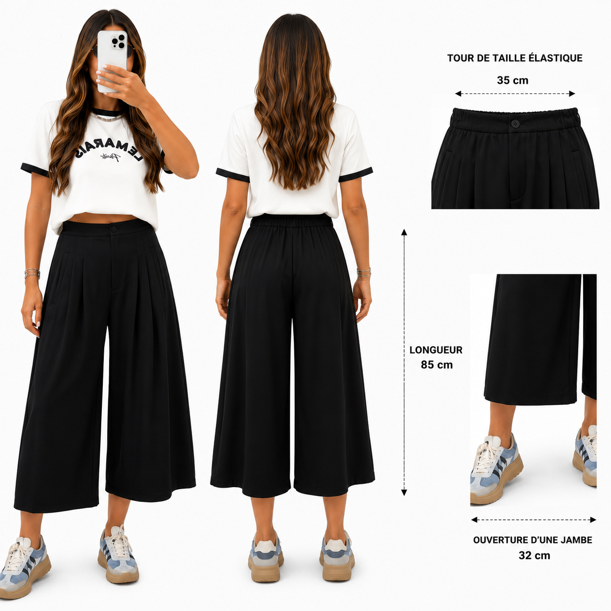 Pantacourt Large Femme – Taille Élastique et Coupe Fluide