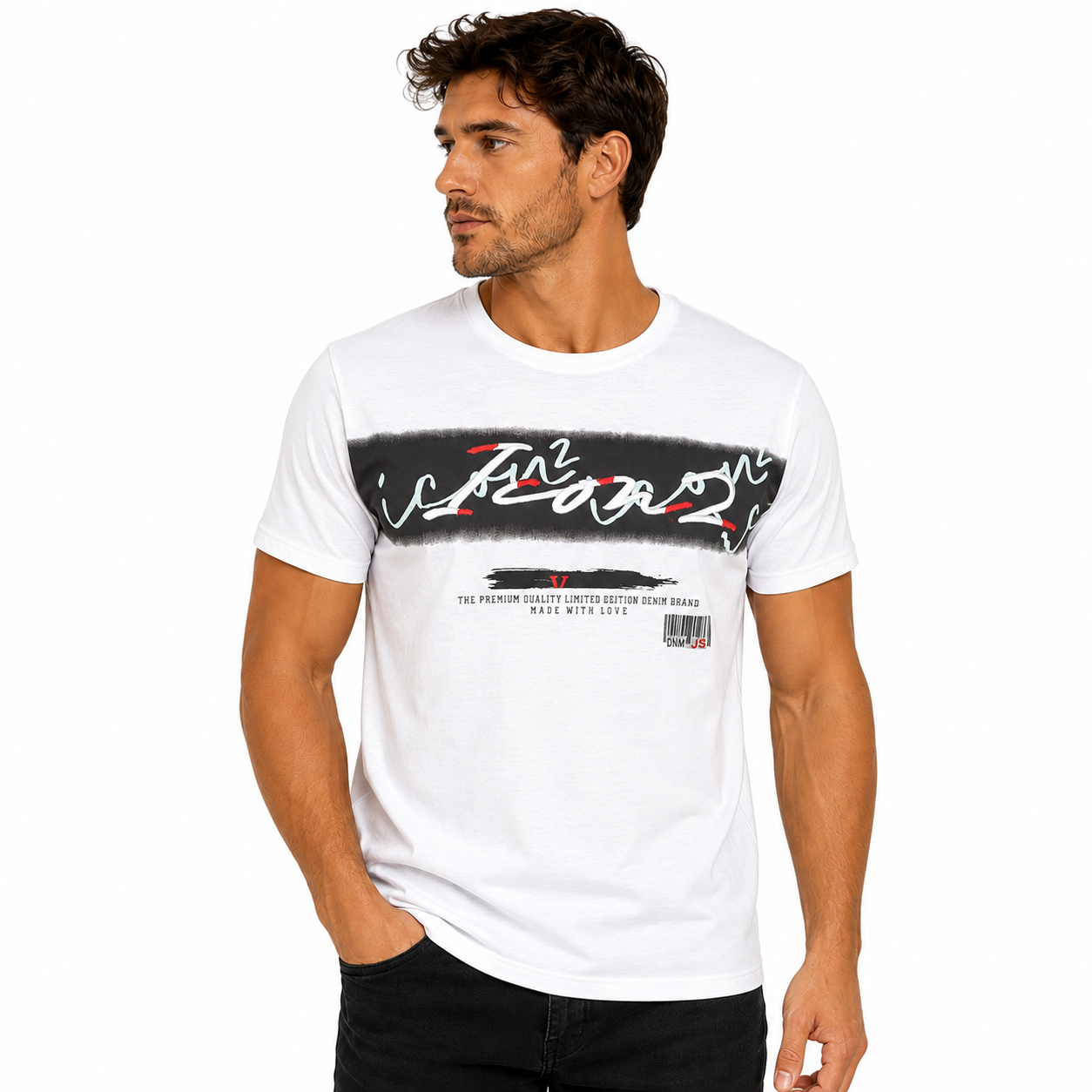 T-shirt Homme Blanc Imprimé – Style Streetwear Moderne