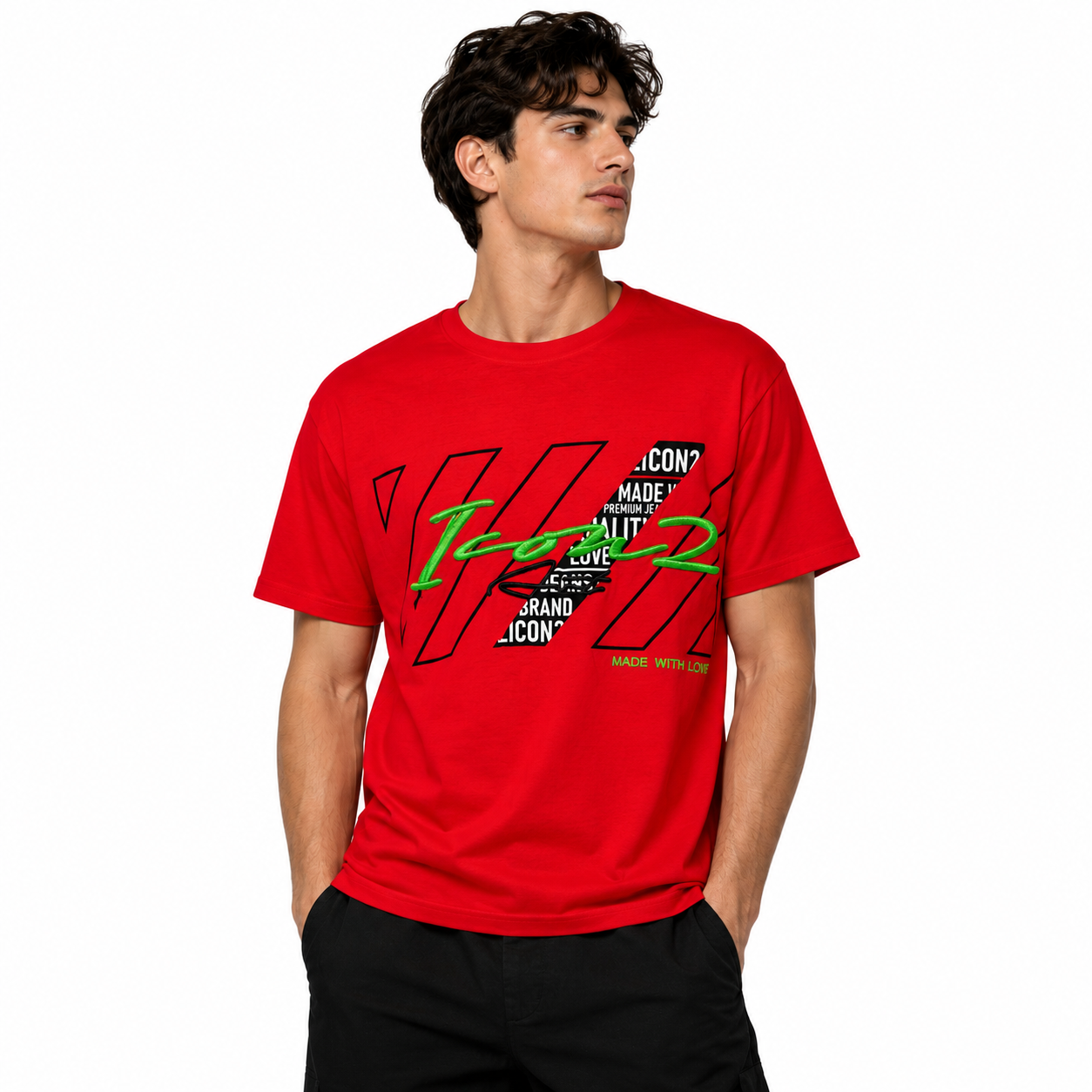 T-Shirt Homme Oversize Imprimé et Brodé