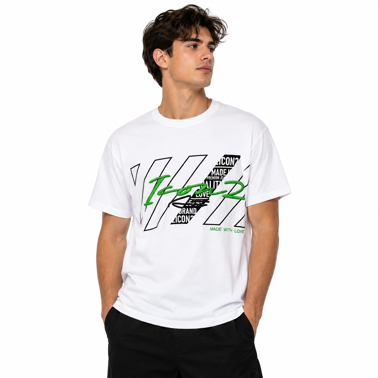 T-Shirt Homme Oversize Imprimé et Brodé