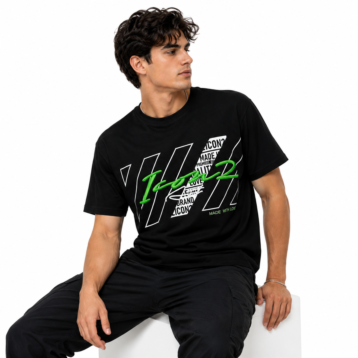 T-Shirt Homme Oversize Imprimé et Brodé