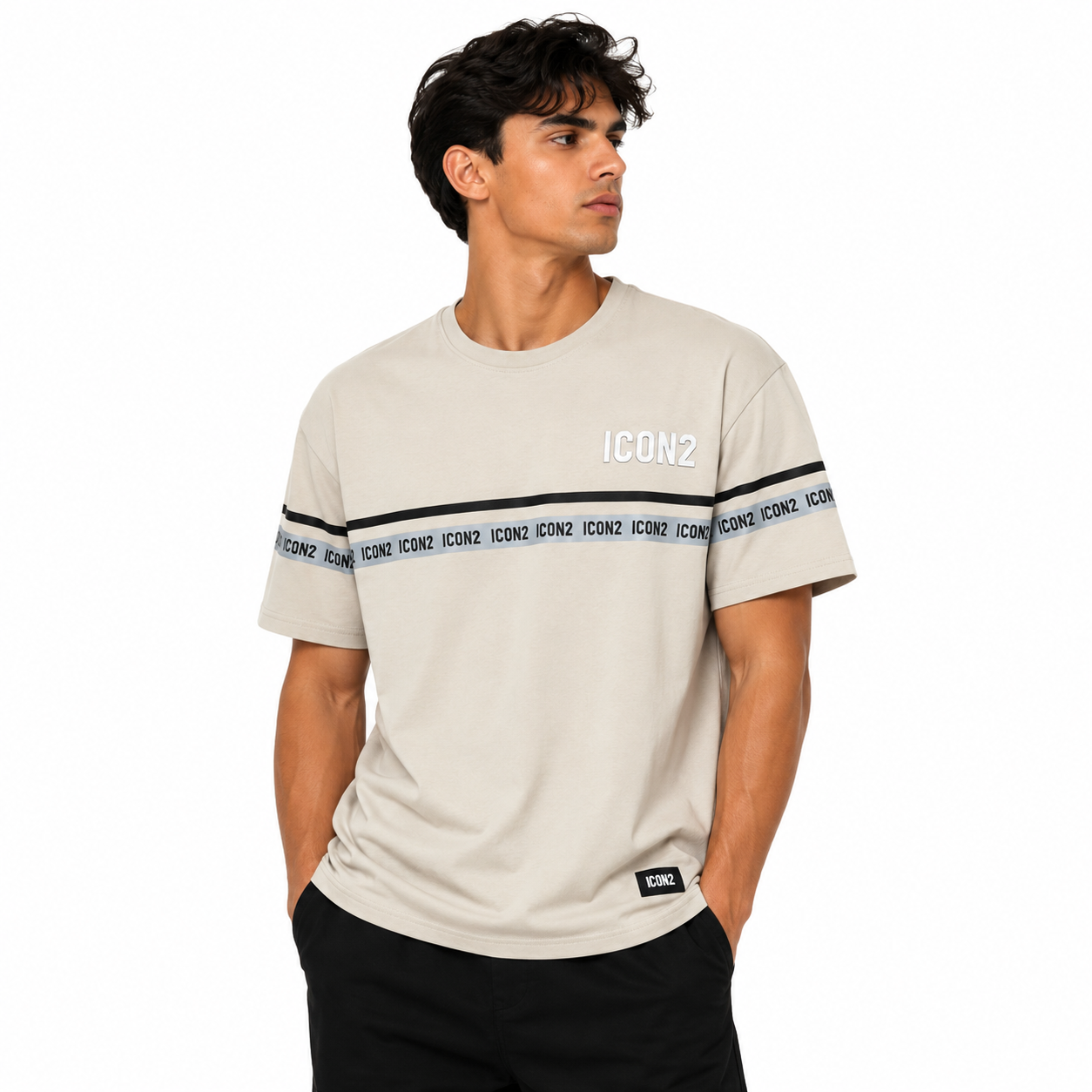 T-Shirt Homme Bande Logo Contrastée