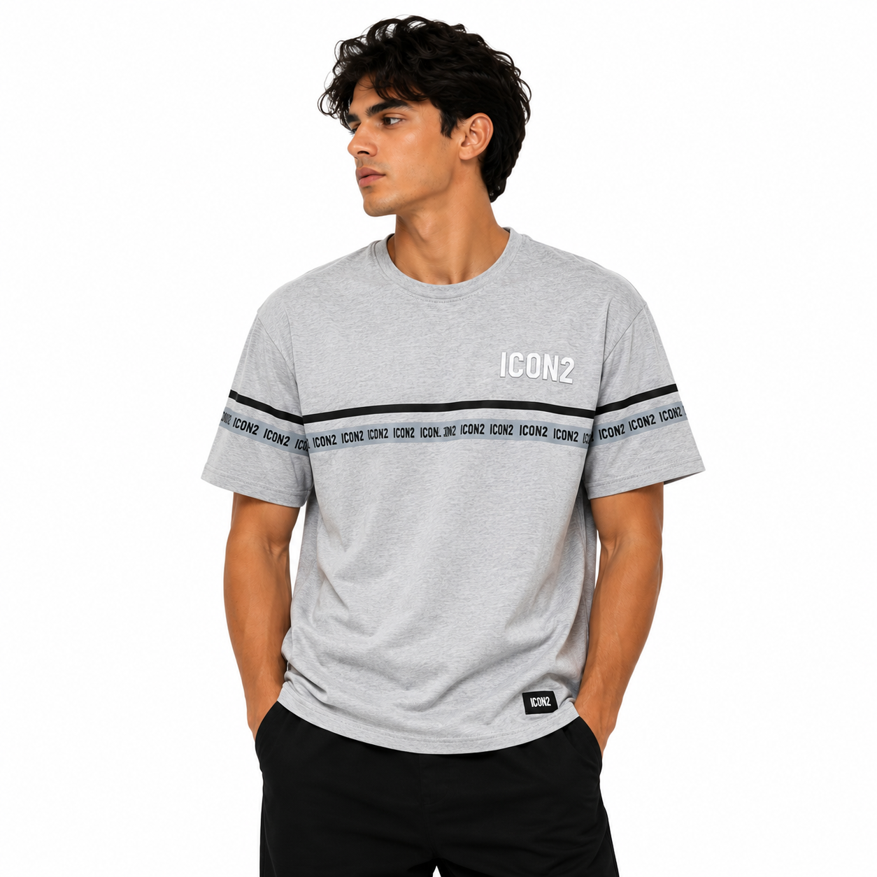 T-Shirt Homme Bande Logo Contrastée
