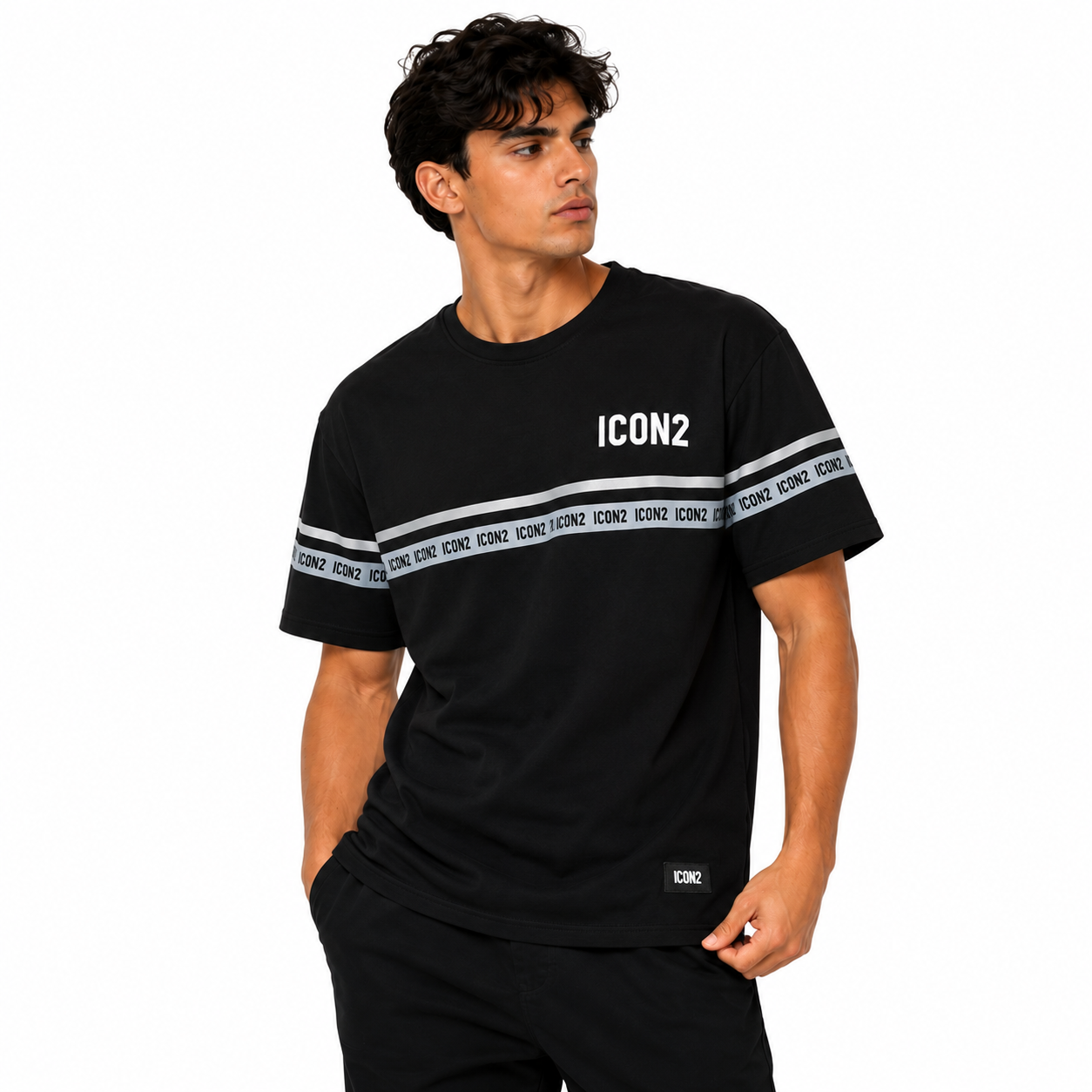 T-Shirt Homme Bande Logo Contrastée
