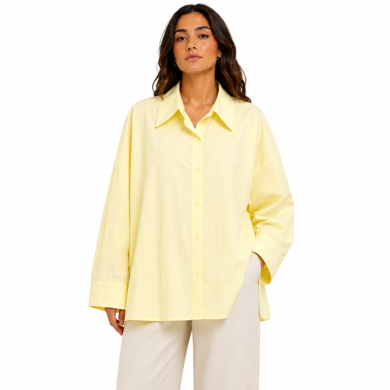 Chemise Femme Oversize Boutonnée Manches Longues – Coupe Ample et Fluide Taille Unique