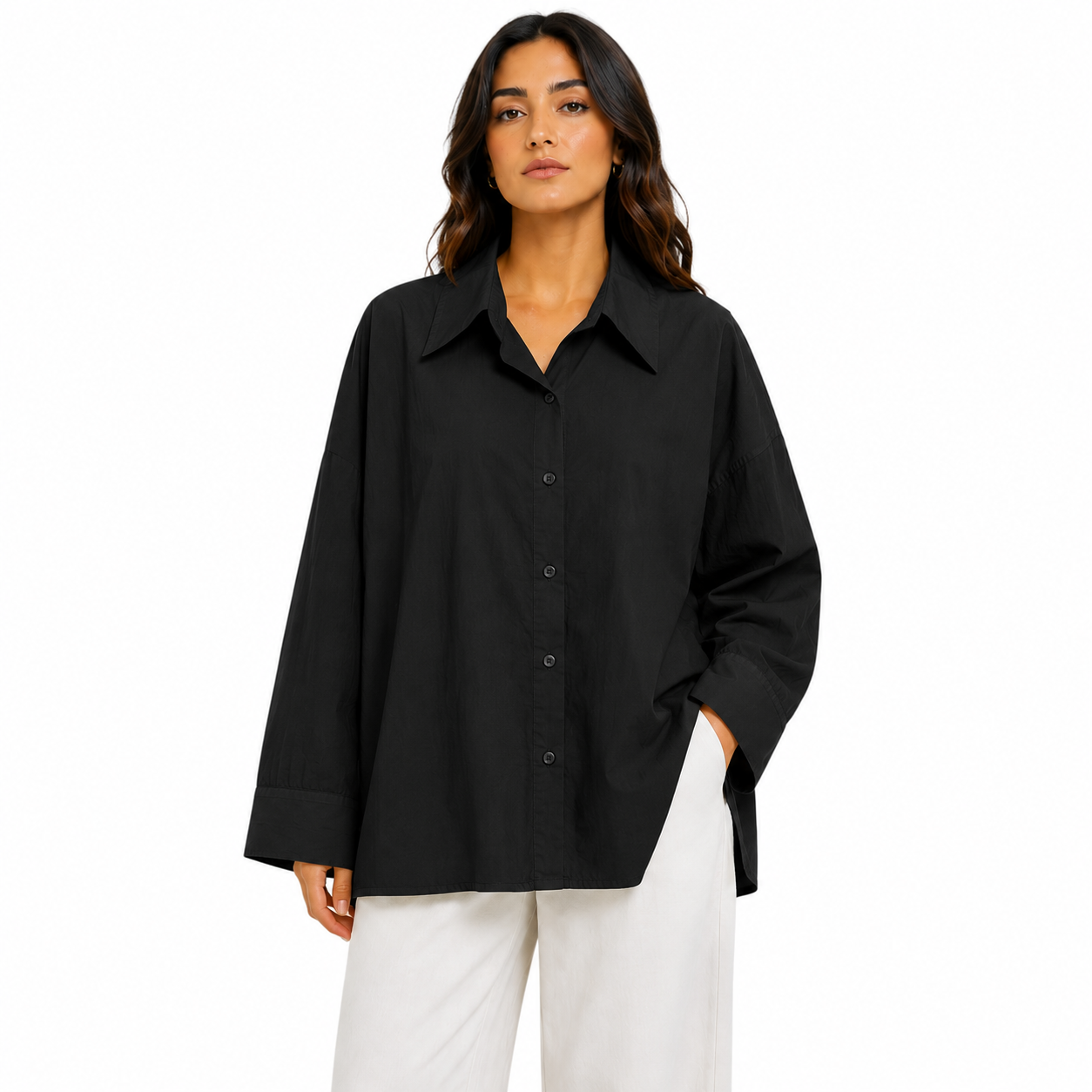 Chemise Femme Oversize Boutonnée Manches Longues – Coupe Ample et Fluide Taille Unique