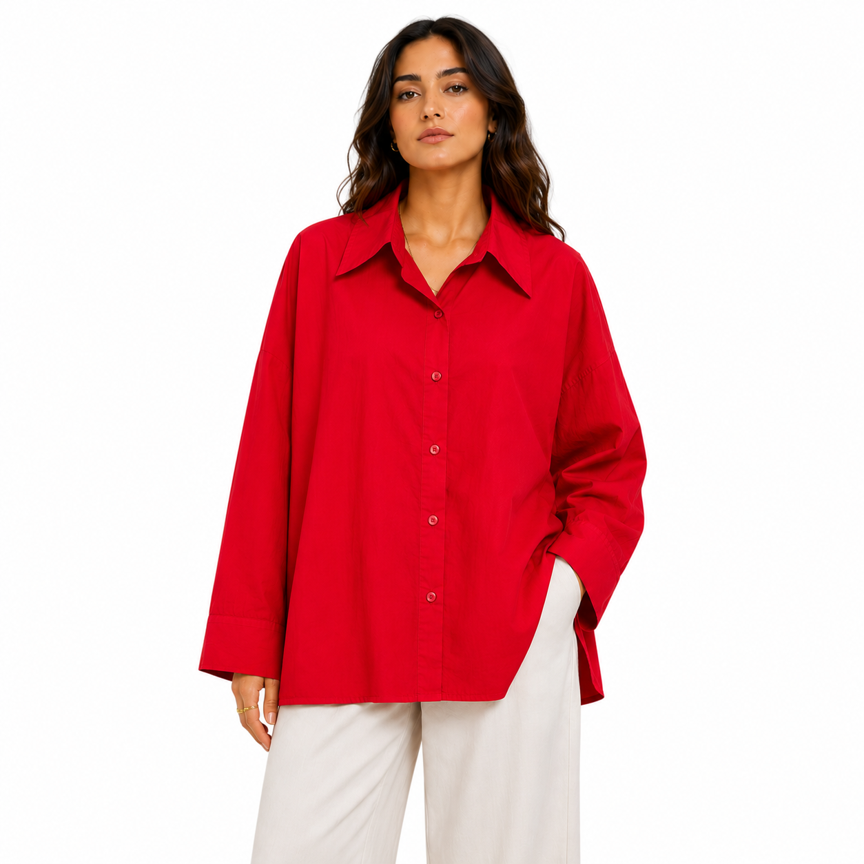 Chemise Femme Oversize Boutonnée Manches Longues – Coupe Ample et Fluide Taille Unique