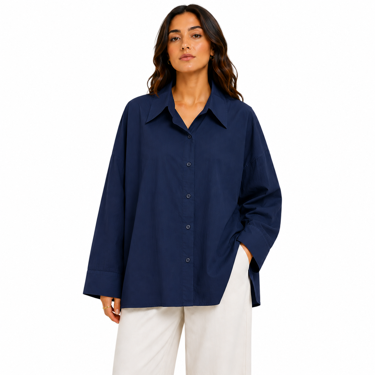 Chemise Femme Oversize Boutonnée Manches Longues – Coupe Ample et Fluide Taille Unique