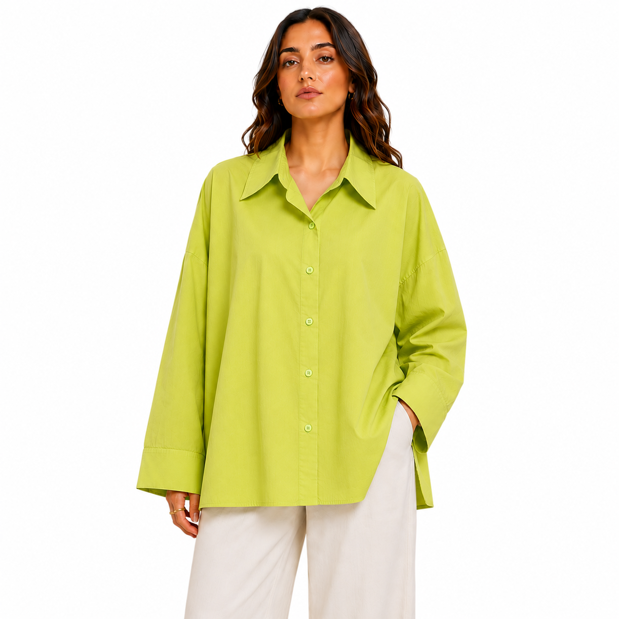 Chemise Femme Oversize Boutonnée Manches Longues – Coupe Ample et Fluide Taille Unique