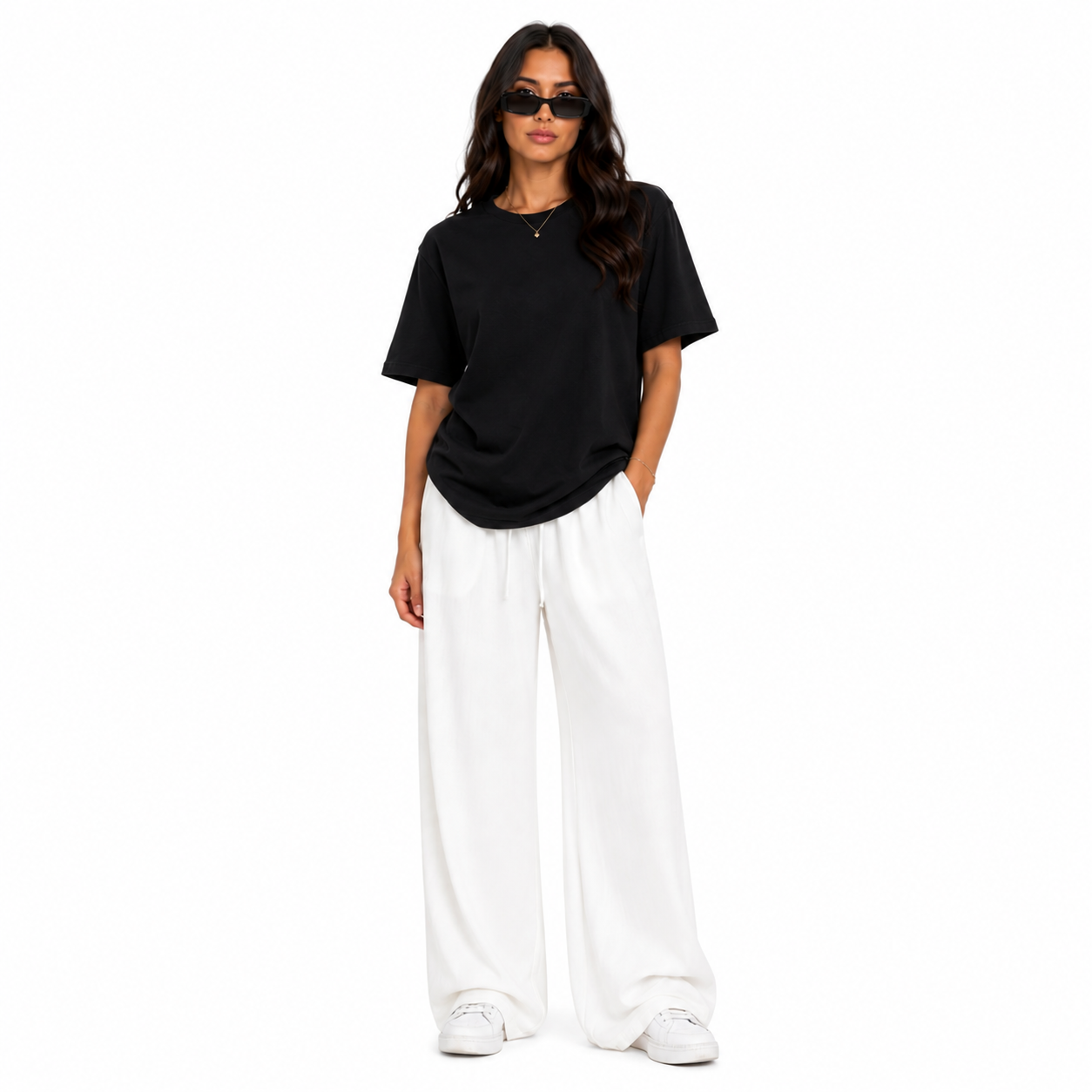 T-Shirt Oversize Femme Manche Courte Uni Casual Chic