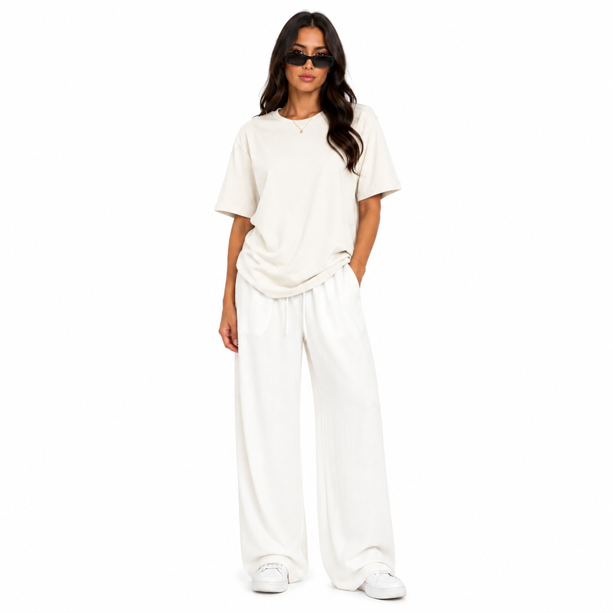 T-Shirt Oversize Femme Manche Courte Uni Casual Chic