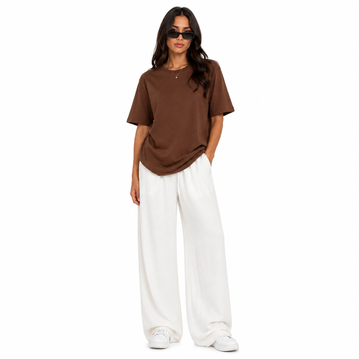 T-Shirt Oversize Femme Manche Courte Uni Casual Chic