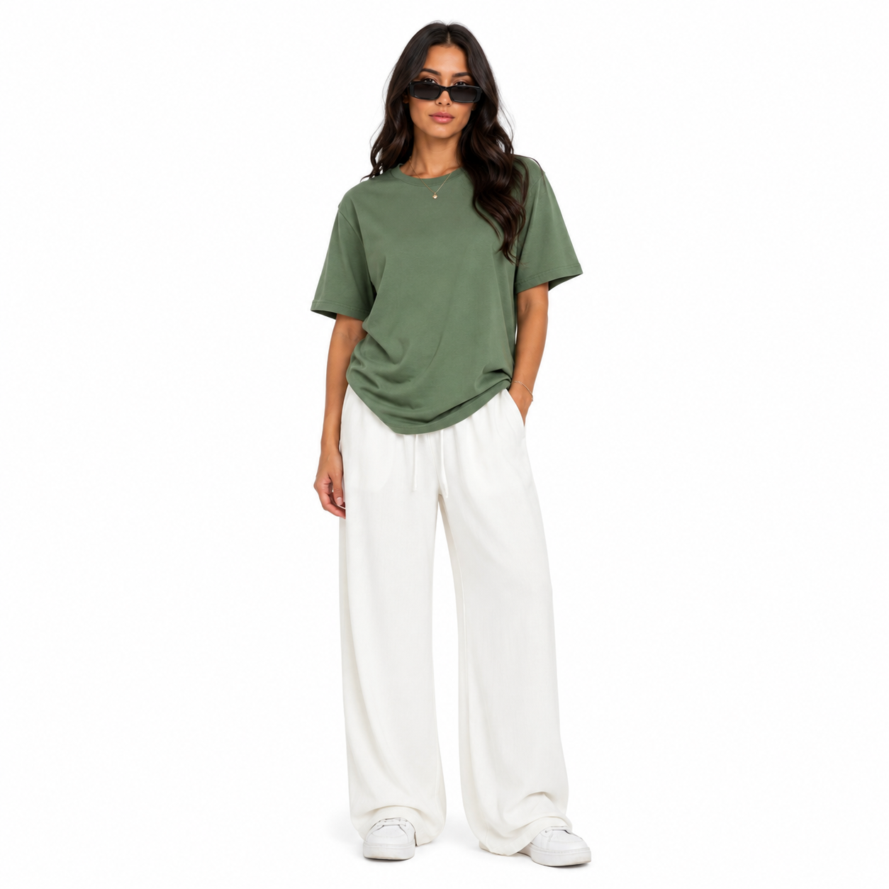 T-Shirt Oversize Femme Manche Courte Uni Casual Chic