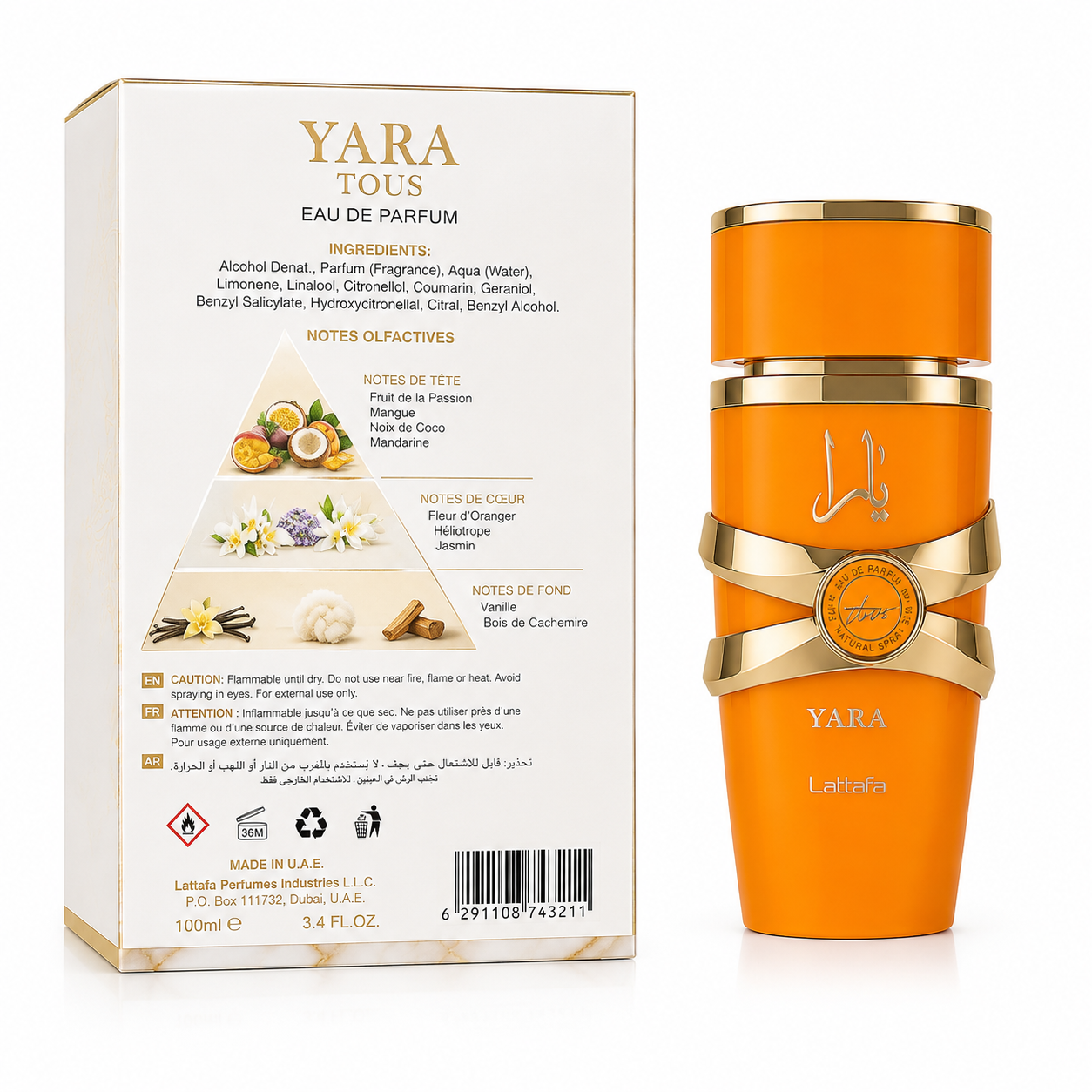 Yara Jaune Eau de Parfum Lattafa Femme Floral Gourmand Longue Tenue 100ml