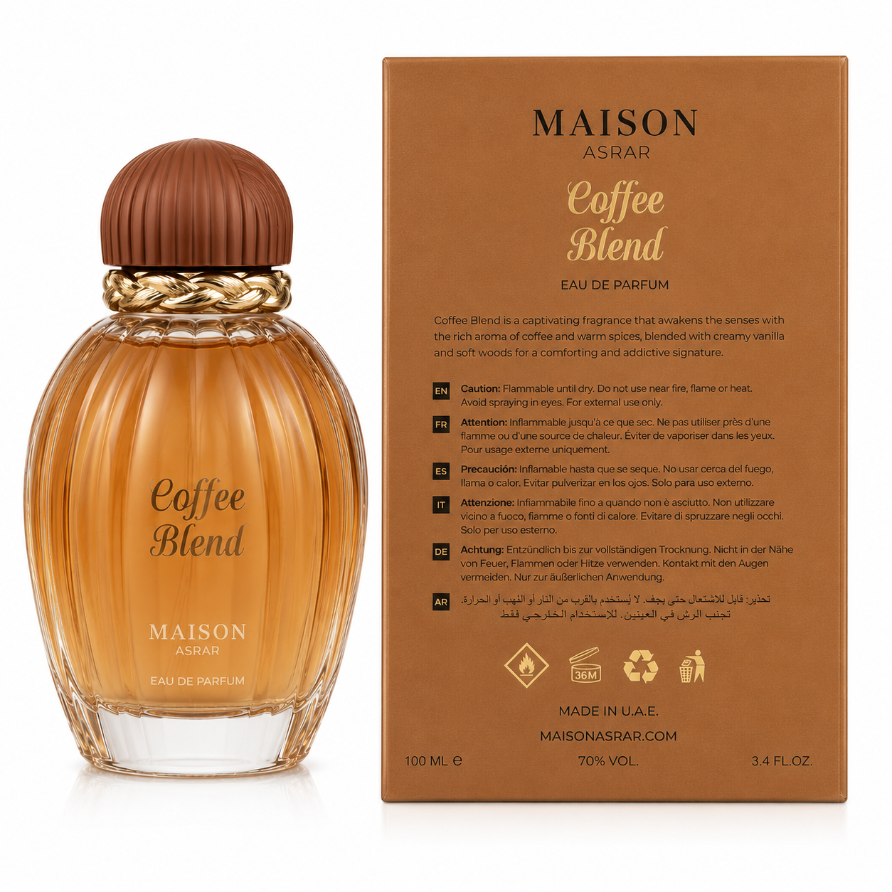 Maison Asrar Coffee Blend Eau de Parfum 100ml – Parfum Gourmand Café Vanille Épicé