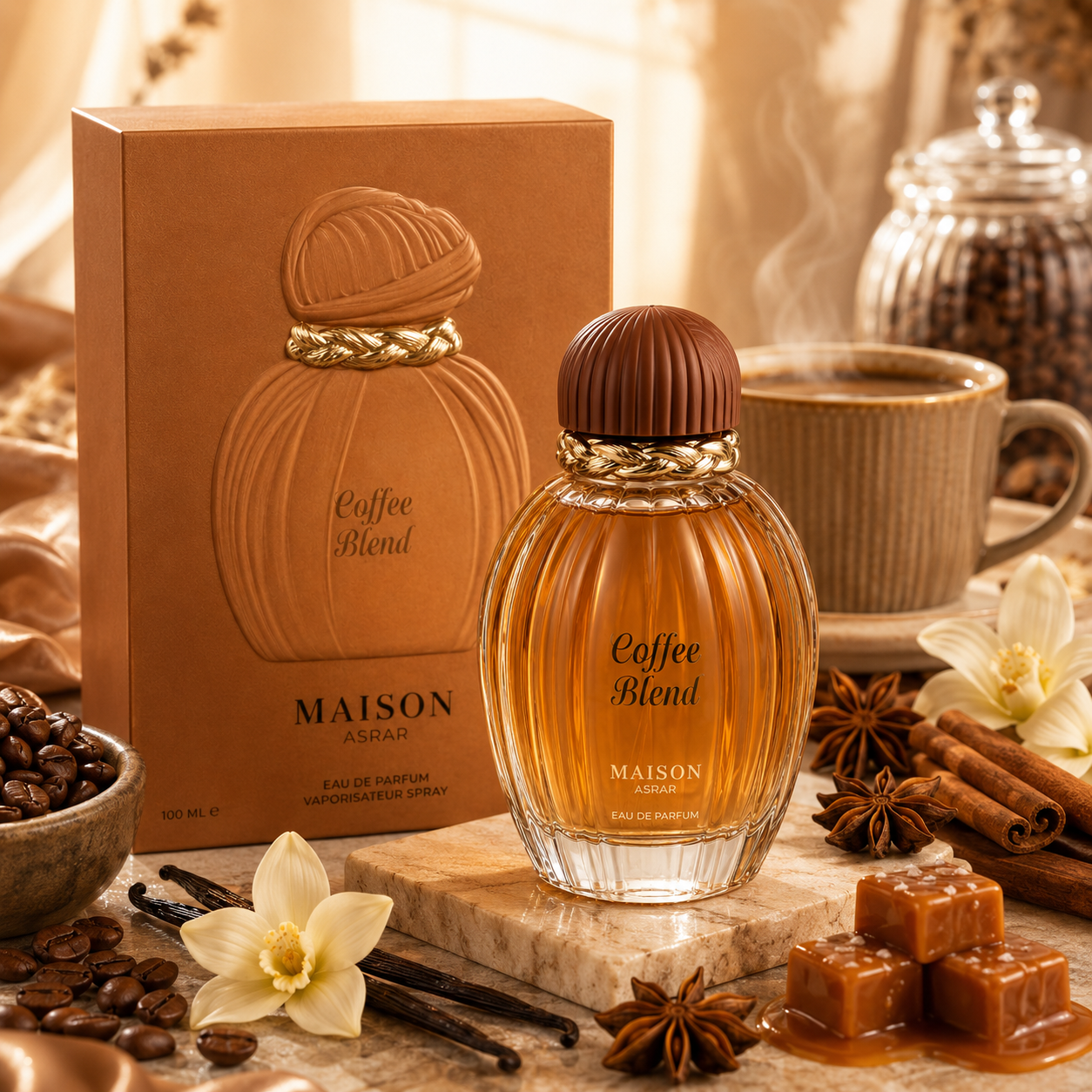 Maison Asrar Coffee Blend Eau de Parfum 100ml – Parfum Gourmand Café Vanille Épicé