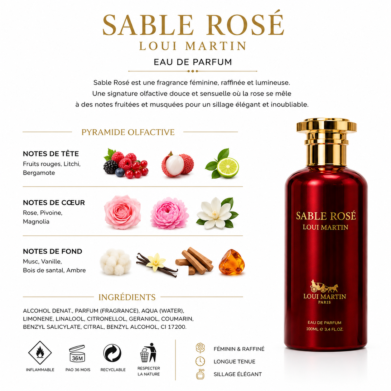 Sable Rosé Loui Martin Eau de Parfum 100ml – Parfum Floral Musqué Femme Élégant
