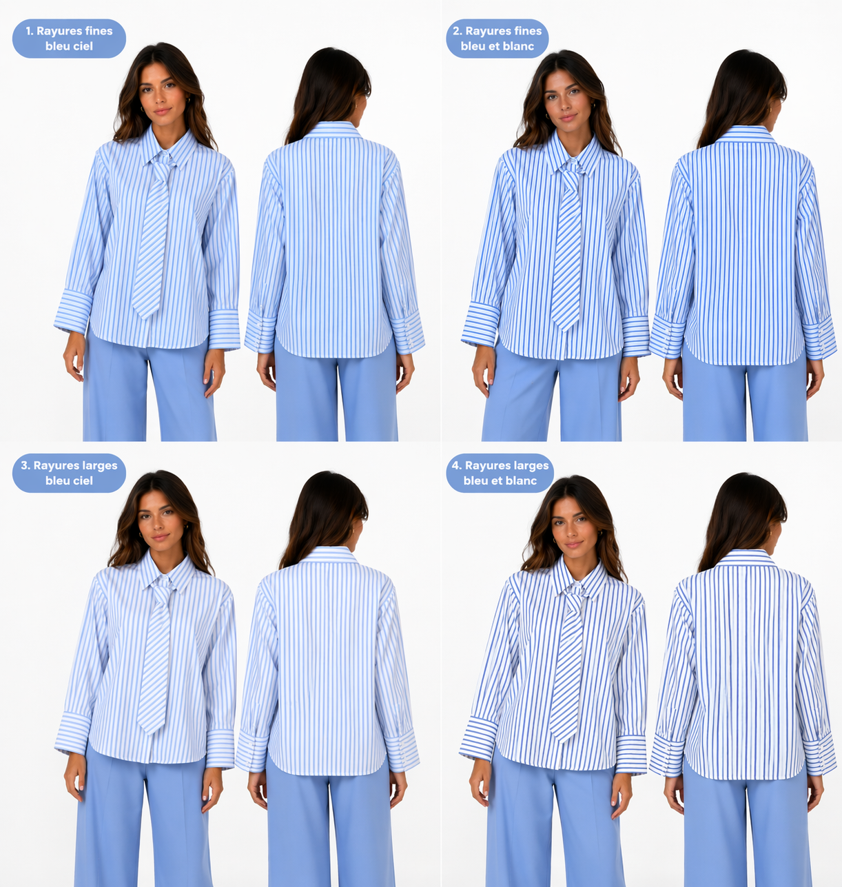 Chemise Rayée Oversize à Cravate Intégrée – Coupe Fluide Élégante