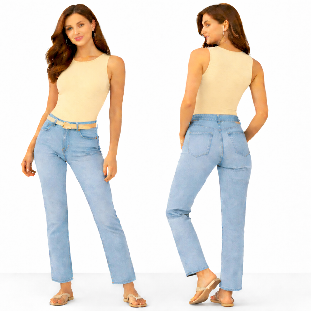 Body côtelé col rond montant – coupe ajustée & effet seconde peau