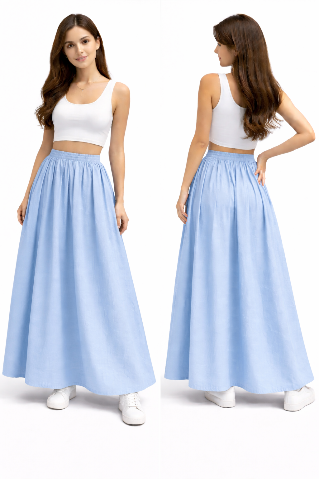 Langer, fließender Rock mit hoher Taille – eleganter, weiter Schnitt mit bequemem Gummizug, schicker und moderner Look