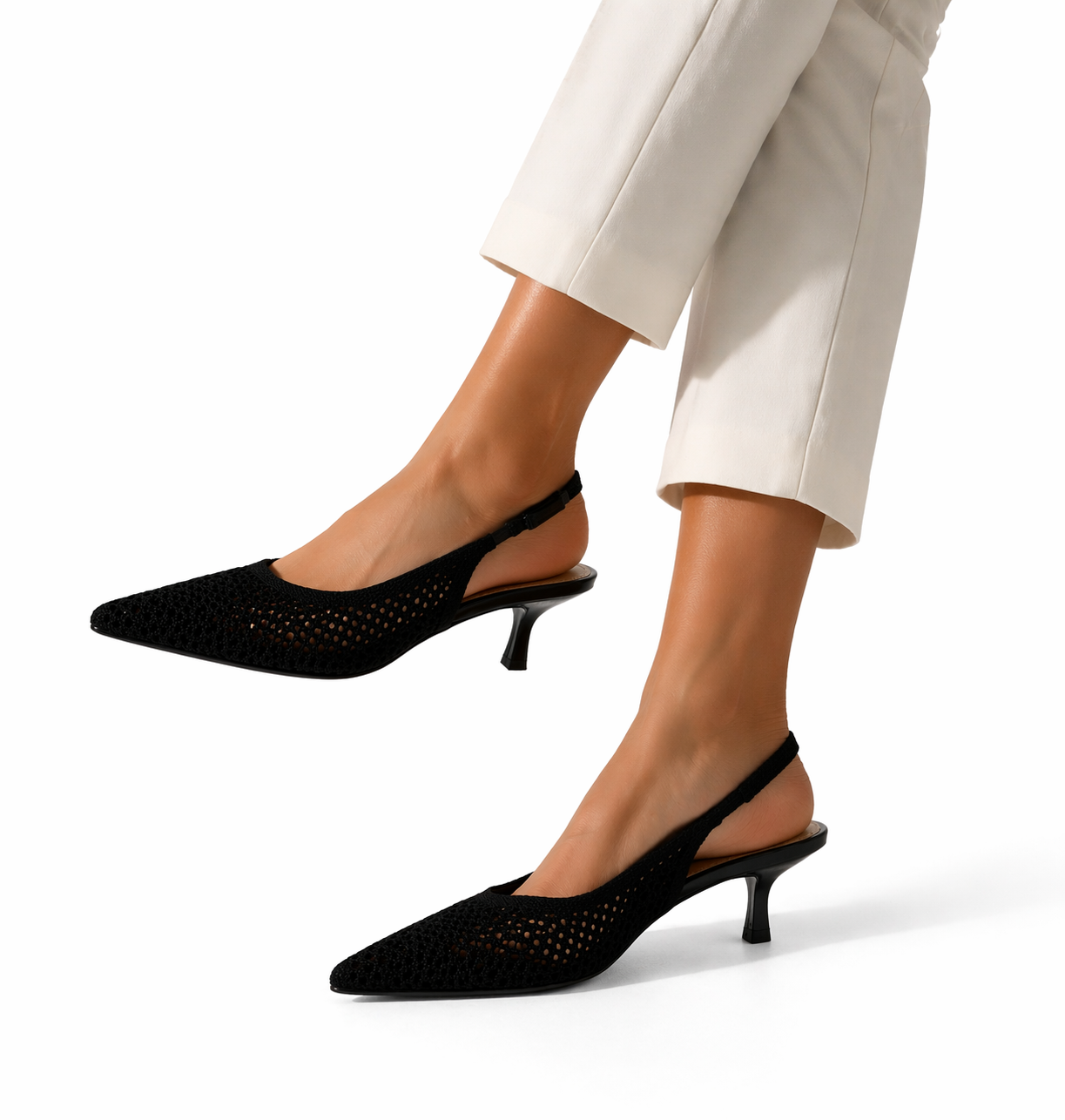 Escarpins slingback Maya – Maille élégante & talon fin