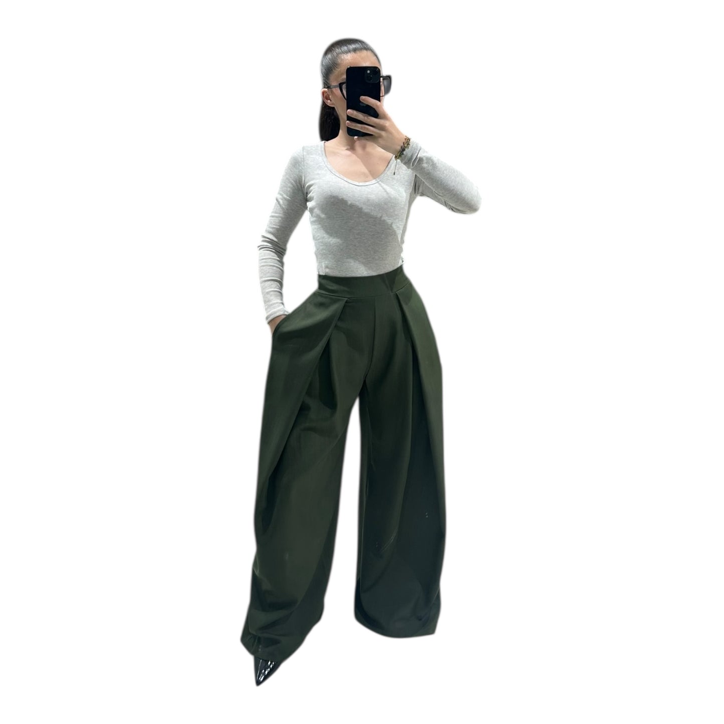 Pantalon Large Femme Taille Haute Fluide Chic Oversize Moderne