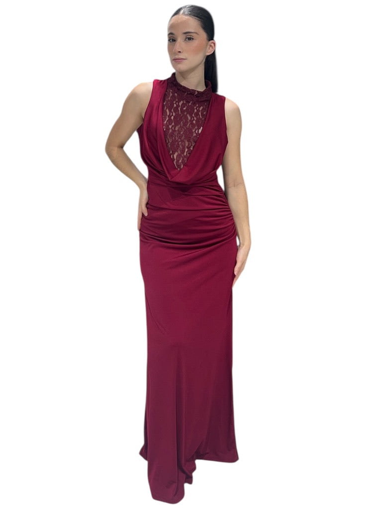 Robe Élégance Luxe – Décolleté Drapé & Dentelle