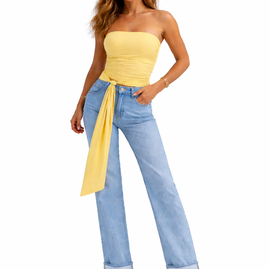 Body bustier drapé avec lien & anneau doré – coupe gainante & élégante – taille unique