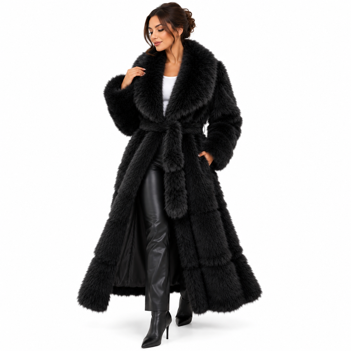 Manteau Long en Fausse Fourrure Luxe – Élégance & Douceur