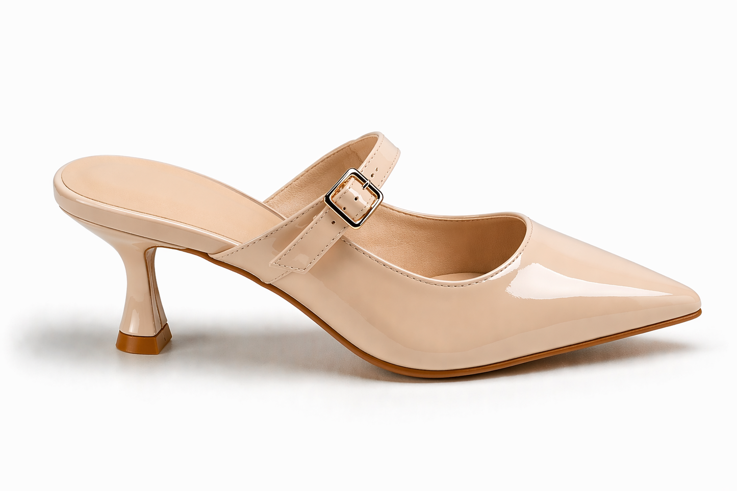 Mules à talon Lina – Élégance vernie & bride chic