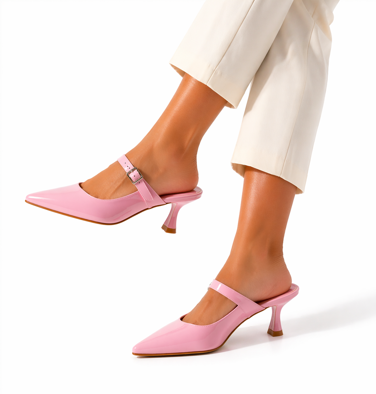 Mules à talon Lina – Élégance vernie & bride chic
