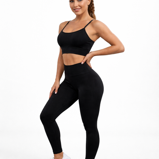Seamless Sculpting Sportswear Set – High-Waisted Leggings & Support Bra – Second-Skin Fit
