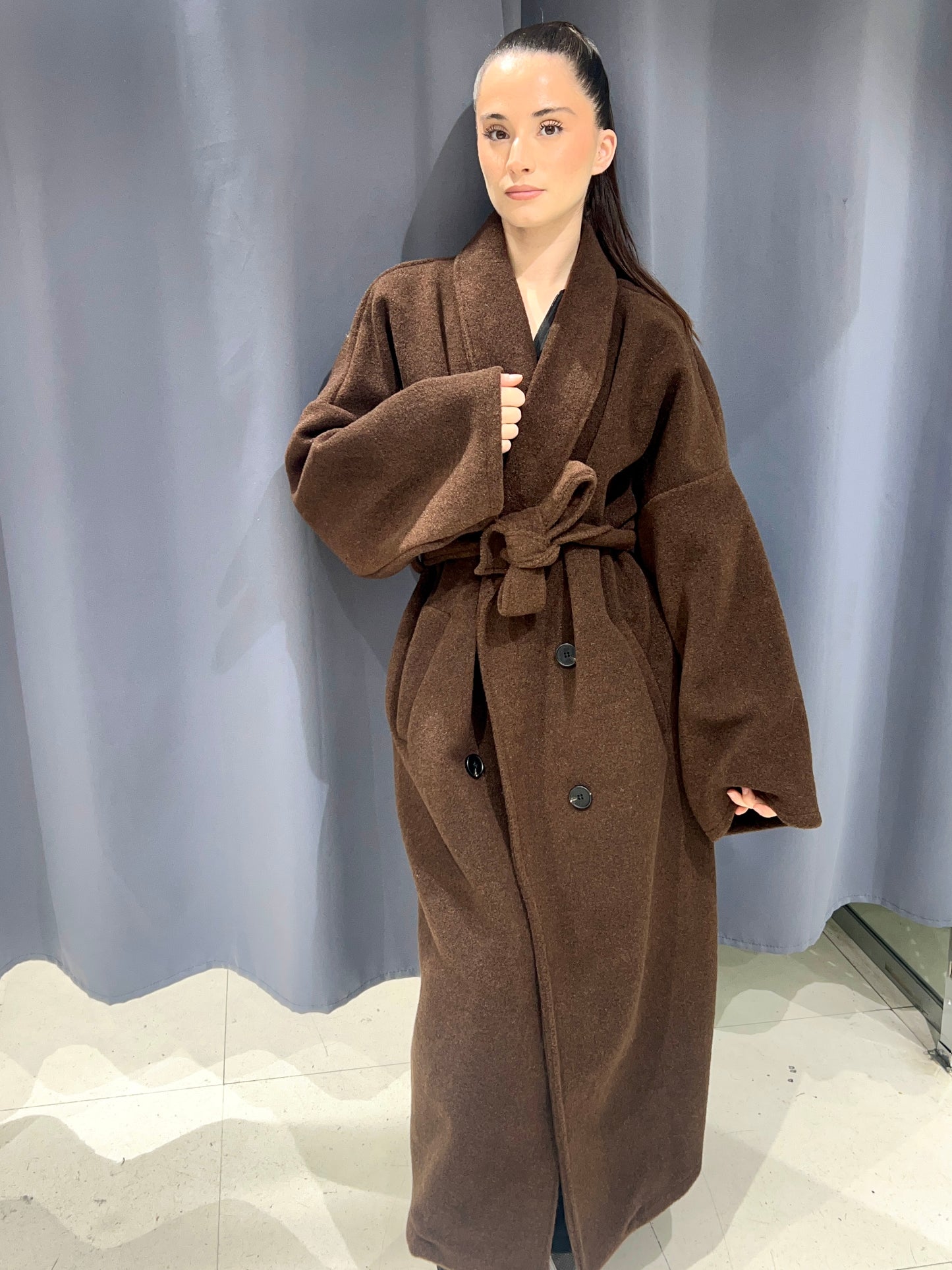 Manteau long oversize ceinture 243