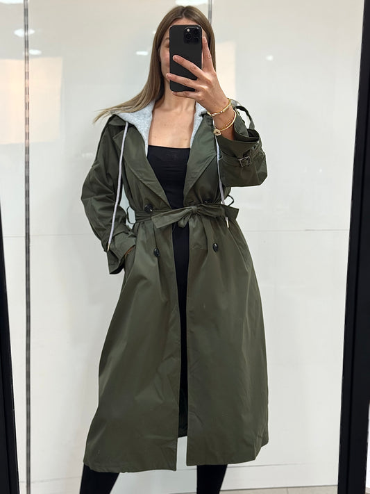 Trench capuche kaki