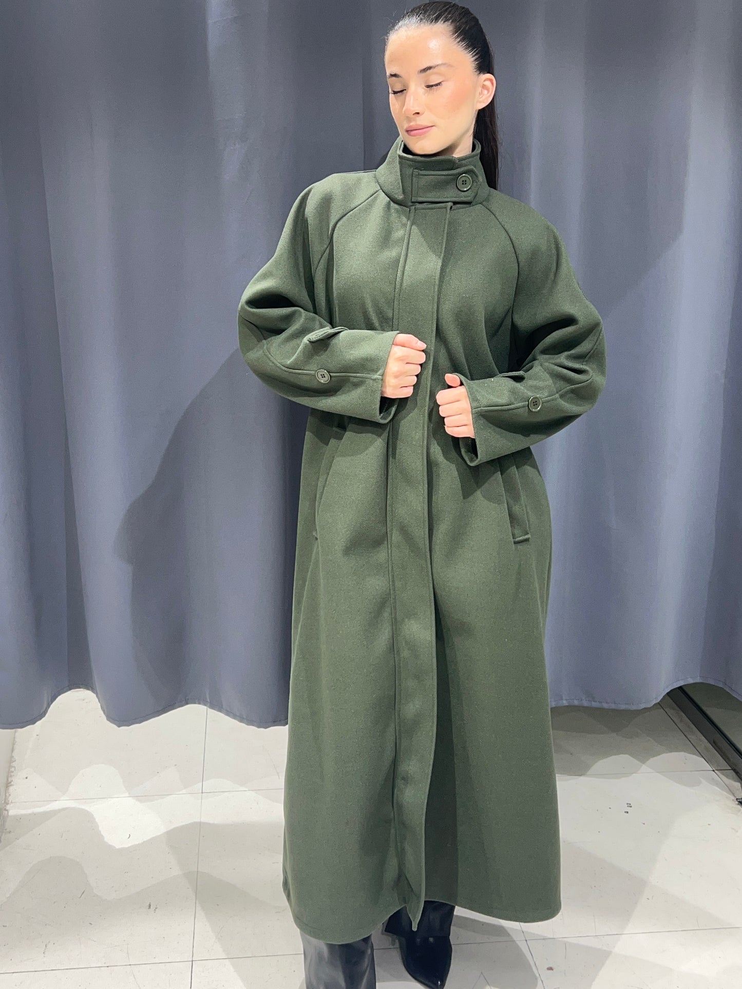 MANTEAU LONG OVERSIZE A COL MONTANT 231