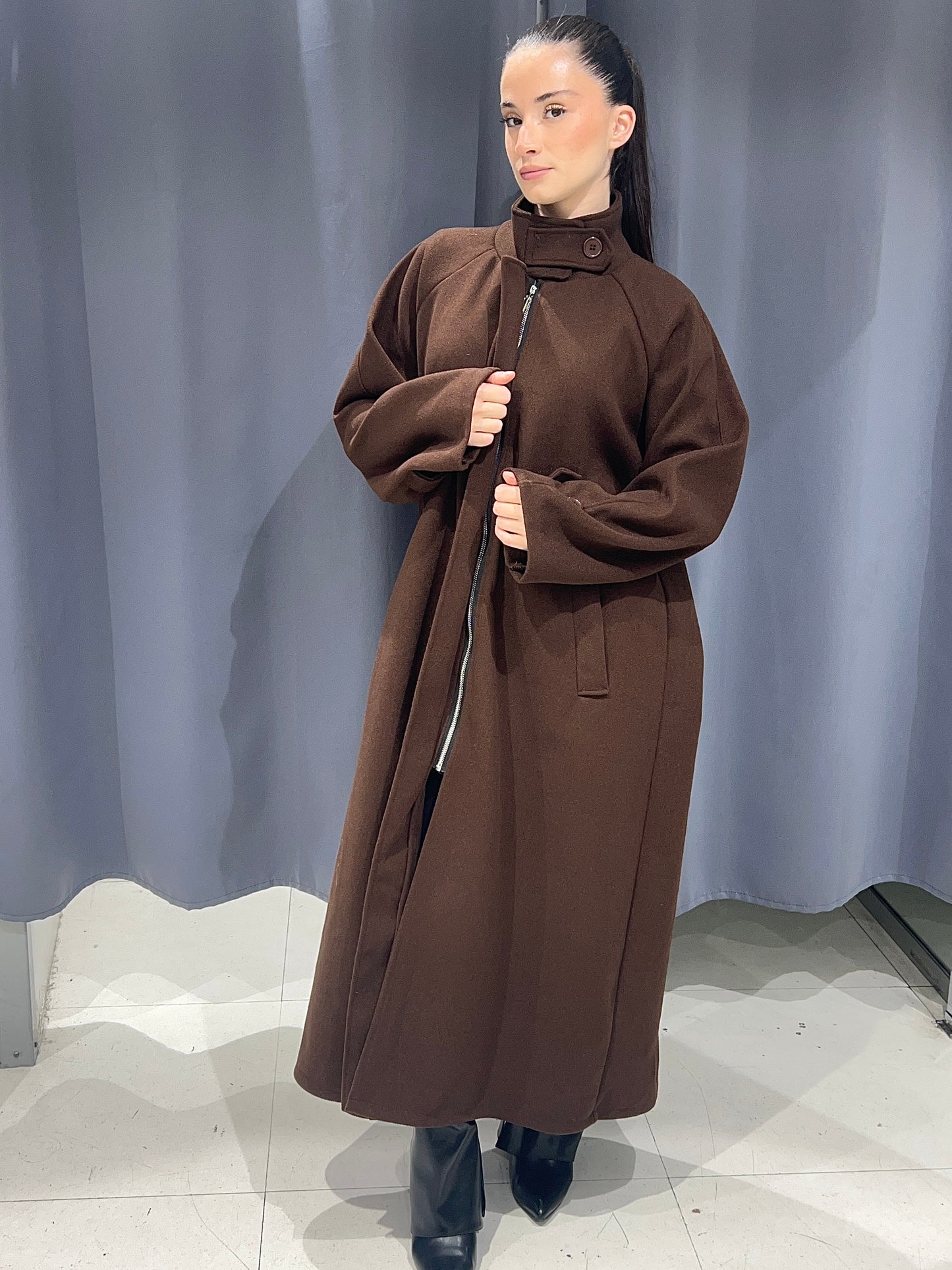 MANTEAU LONG OVERSIZE A COL MONTANT 231