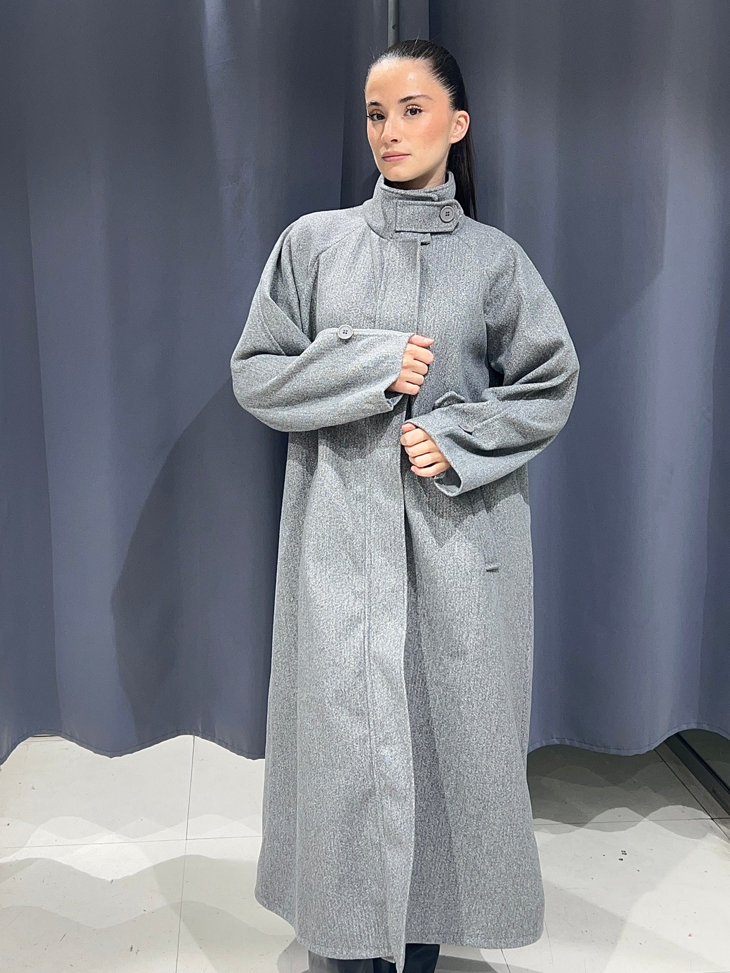 MANTEAU LONG OVERSIZE A COL MONTANT 231