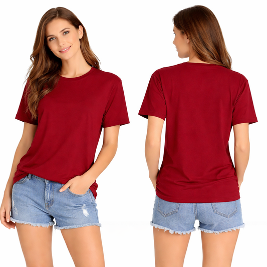 T-shirt femme basique manches courtes coupe droite confortable style casual chic