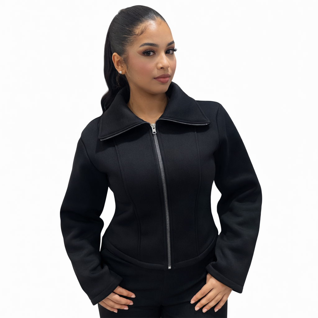 Formgebende Reißverschlussjacke Eleganter Schnitt Premium Komfort Weicher Und Dicker Stoff Ideal Für Die Übergangszeit Und Milde Winter
