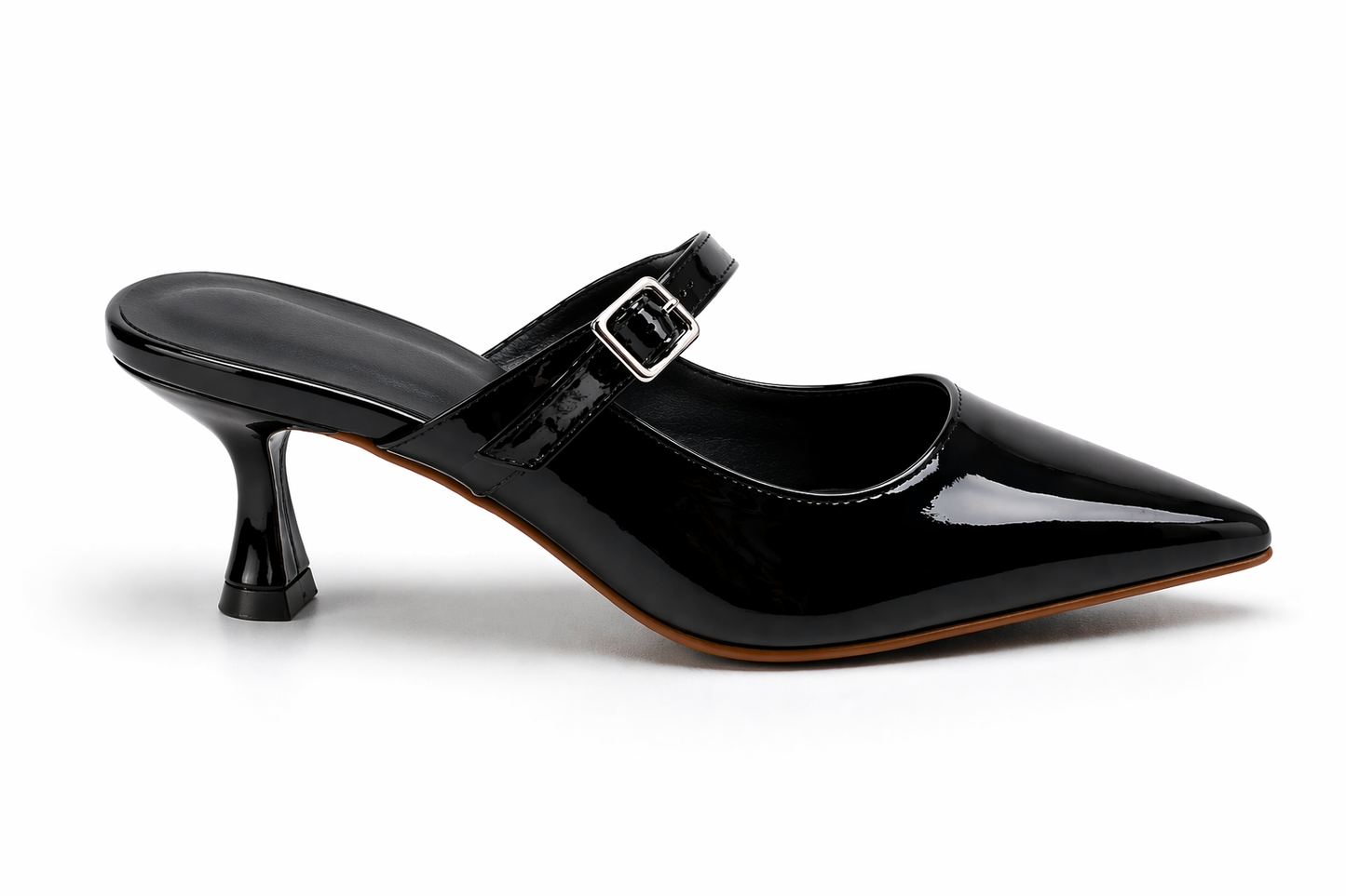 Mules à talon Lina – Élégance vernie & bride chic