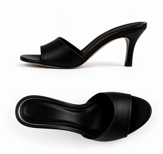 Mules à talon élégantes ouvertes – style minimaliste chic – confort & maintien