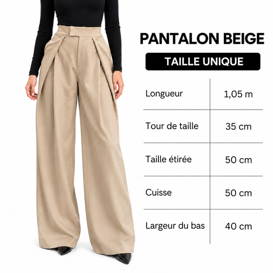Pantalon Fashion Femme Taille Haute Fluide Oversize Chic Moderne