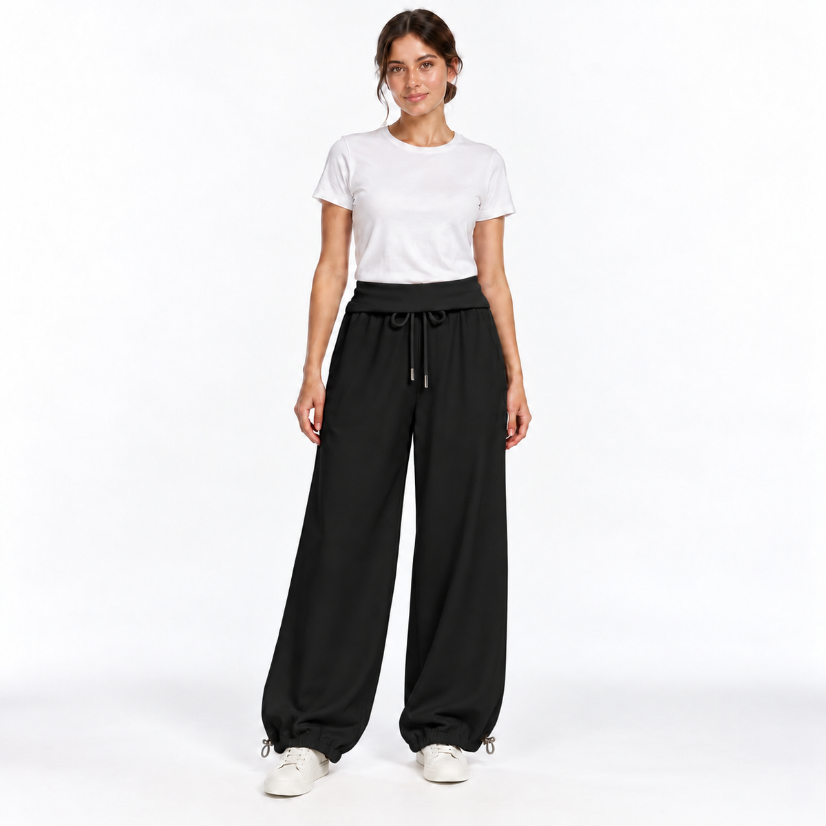 Pantalon Évasion – Femme à taille rabattue et chevilles ajustables