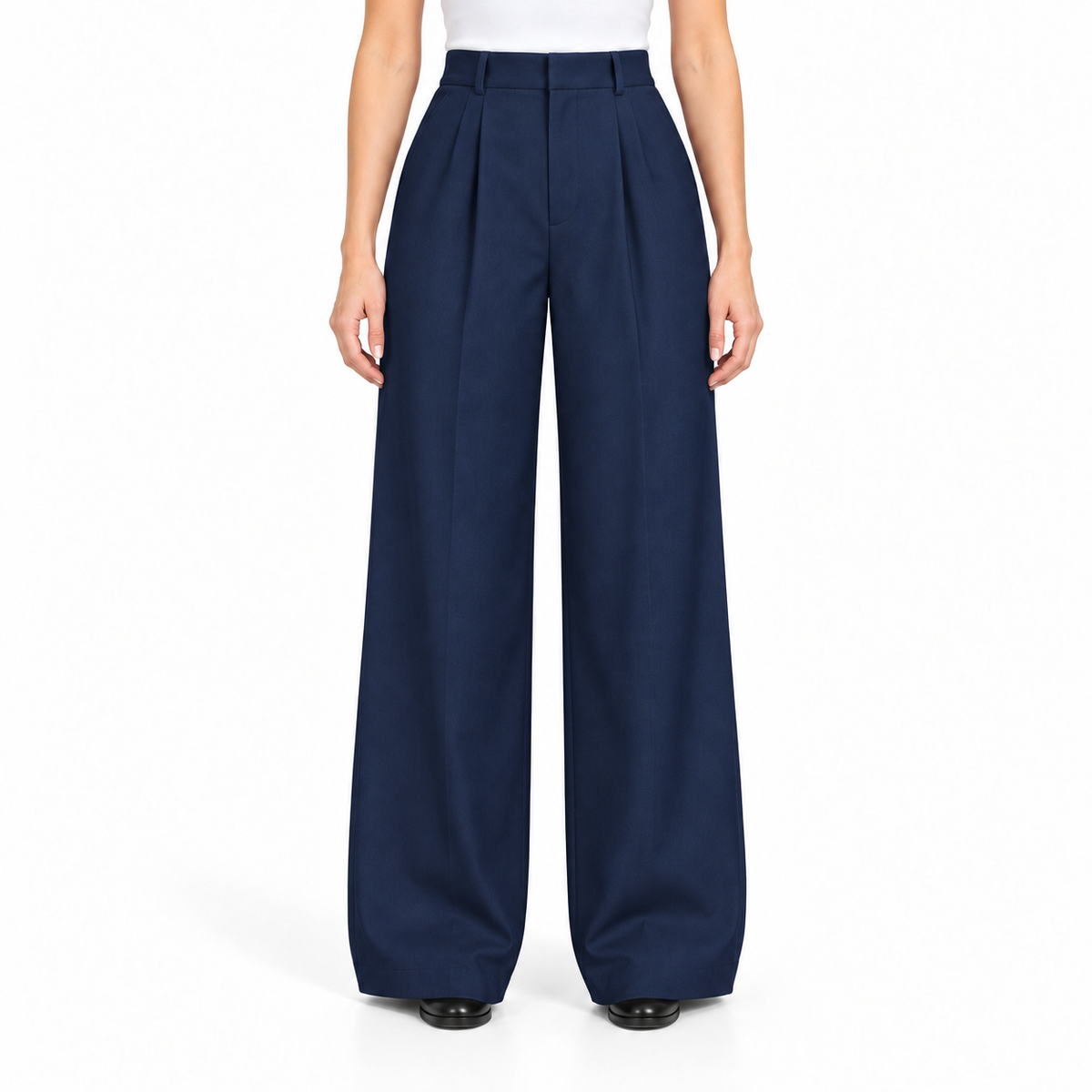 Pantalon femme large à pinces style jegging – Taille haute